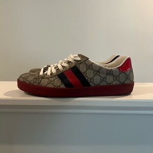 Gucci Beige and Red Sneakers